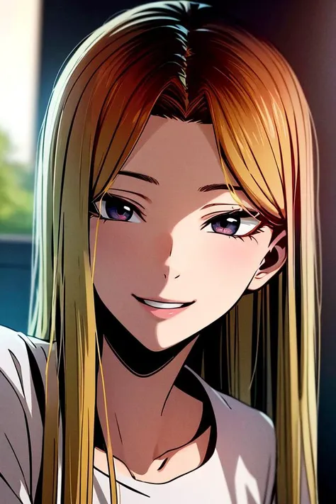 masterpiece, (best quality), 1woman,1girl , han jia, long hair, blonde hair, brown eyes, shirt, short sleeves, shorts, japanese , sexy woman, adult, smile, vibrant colors ,,natural lighting ,RTX, , beautiful, (detailed face:1.2), showcase, (perfect eyes:1.1) ,(photorealistic:1.1), 8k uhd, looking at viewer, outdoors, simple backround