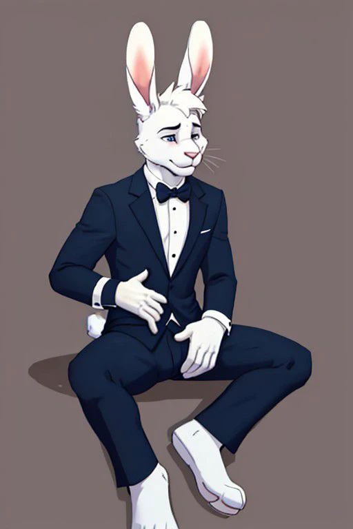 gay submissive twink white bunny boy in a suit