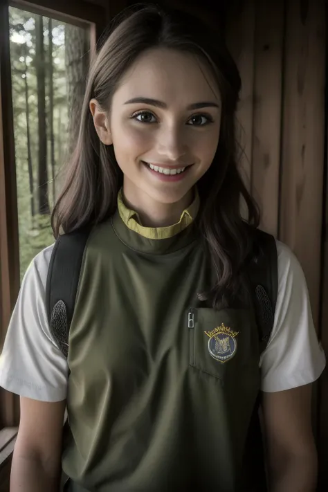 <lora:MCZ:0.6> wearing shirt shorts tights hiking boots and a choker walking with a (61 year_old man in a ranger uniform), natural walk through woods background, ([surprise|pleasure] face), NSFW, indoor lighting, (hdr), 8k, ultra-detailed, dynamic angle, dramatic angle, best quality, ((coy smile)),