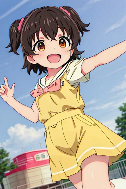 (masterpiece, best quality),<lora:GoodHands-vanilla:0.7> <lora:anmnr01:0.3> <lora:add_detail:0.5>, outdoor,akagi_miria_theidolmastercinderellagirlsu149 <lora:akagi_miria_theidolmastercinderellagirlsu149:0.7>,amusement park,happy,dynamic pose,stylish angle,,sailor uniform