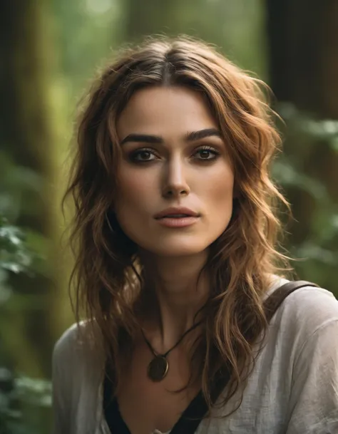 cinematic photo A closeup portait of  (((ohwx woman))) an ancient druid made of bark, she live hidden in the vegetation of a forgotten forest, highly detailed painting, by Artgerm and Raphael Lacoste <lora:keira_lora_sdxl_v1-000008:1> . 35mm photograph, film, bokeh, professional, 4k, highly detailed