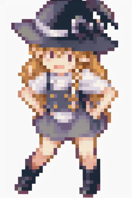 Kirisame Marisa ,<lora:Fix_pixelStyleLoraLora:1>,standing,full body,smile,open mouth,:d