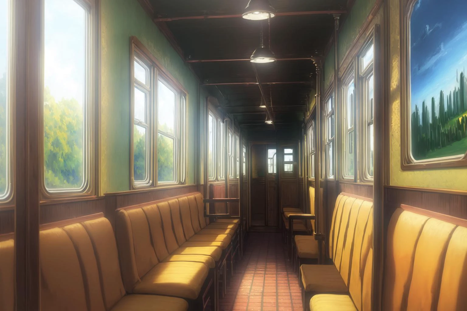 inside train, <lora:merge:1>,(scenery), background, (masterpiece,best quality:1.6), scenery, extremely detailed, detailed background, atmospheric lighting,depth of field,