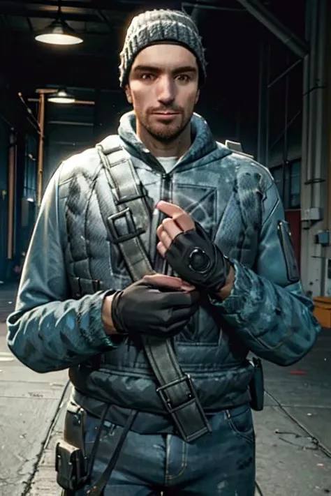 (masterpiece, best quality), male07, beanie, fingerless gloves, jacket, uniform, <lora:Male07:0.8>