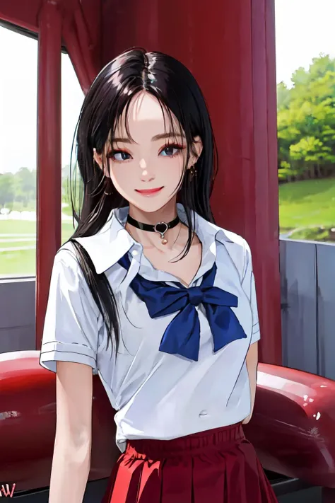 <lora:hyominlorashy:1>hyominlorashy,jewelry, black hair, navel,choker, gym school uniform,
(best quality, masterpiece, RAW photo,ultra-detailed:1.2), <lyco:GoodHands-beta2:1.0>,1girl,solo,looking at viewer,smile