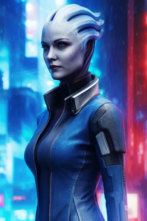 woman, asari, close up, action pose, sci-fi complex clothes, cyberpunk, blue_skin, cyberpunk warehouse, rain, looking into the camera, hair flying, (anime), (illustration), cartoon, detailed
<lora:0Asari2:0.7>