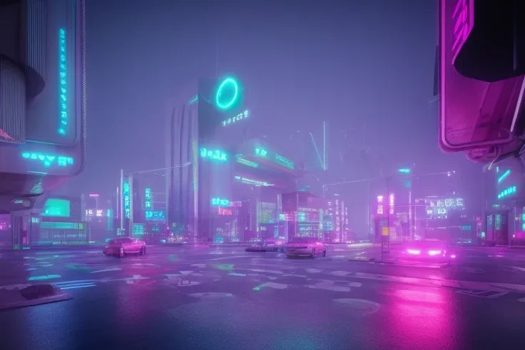 Neon foggy futuristic Auckland city octane render wvebg1