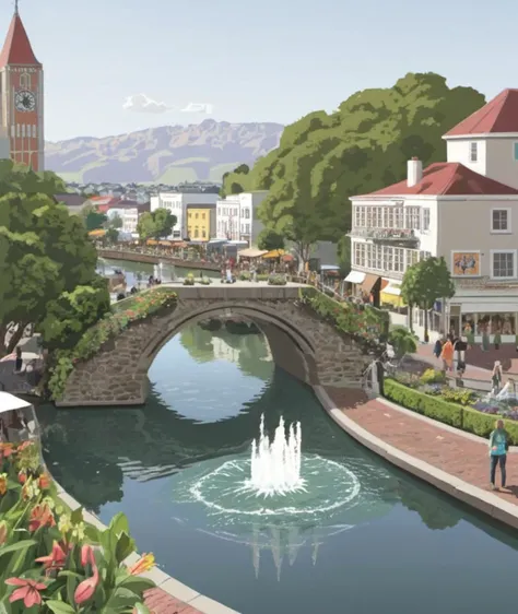 <lora:SDXL1.0-LoRa_TerryMoyle_Stlye_dooglewoogle:1> art by terry moyle, new zealand, , a grand capital city nestled in the heart of a magical realm inspired by Dungeons and Dragons. The city stands as a testament to both architectural splendor and mystical enchantments. The streets are bustling with life, filled with a diverse array of creatures, both human and fantastical, going about their daily routines. The buildings showcase a harmonious blend of traditional medieval design and whimsical magical enhancements. Ornate bridges span over flowing rivers and canals, connecting various districts of the city. Gardens and parks are interspersed throughout, teeming with vibrant, otherworldly flora and fauna. In the central square, a magnificent fountain serves as a gathering place, its waters sparkling with magical energies.