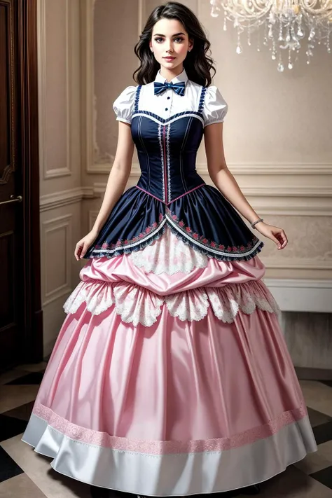 ((Masterpiece, best quality)), 
ballgown,edgPreppy,edgPreppy, a woman in a ([set of edgPreppy clothes,blazer|ballgown,ribbons,frills]::0.5) posing for a picture ,wearing edgPreppy with ballgown,
 <lora:edgPreppyGown:1>
