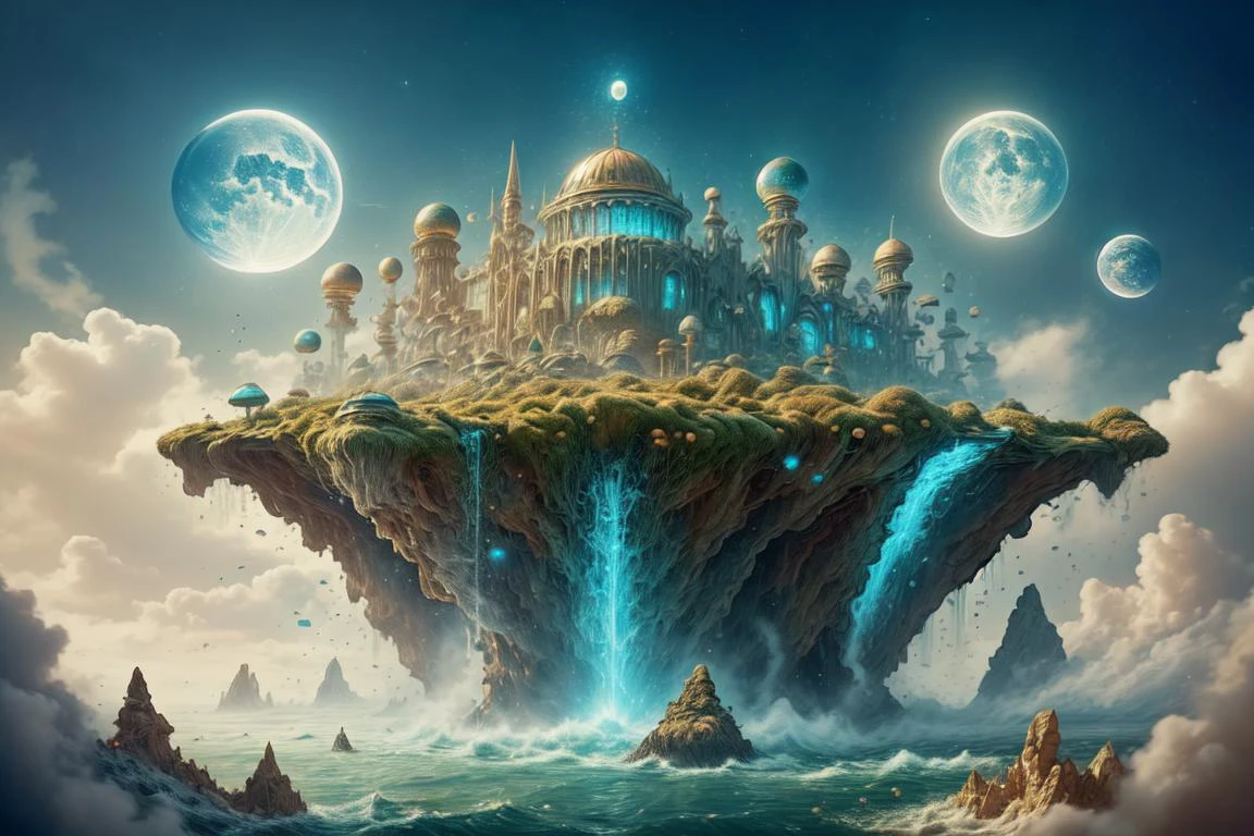 ethereal fantasy concept art of breathtaking hyperrealistic painting, volumetric lighting, 8k, epic composition, cinematic lighting, masterpiece, hdr, wondrous floating city, <lora:20231226-1703571263470:1> aircity <lora:WC-girl-bubbles-water-style-darquelilly-v1:0.6> gbwstyle <lora:ExoBioTech-20:0.6> exobiotech, bio, scifi <lora:moonstone-000010:0.3> gem, moonstone, masterpiece, award-winning, professional, highly detailed, magnificent, celestial, ethereal, painterly, epic, majestic, magical, fantasy art, cover art, dreamy