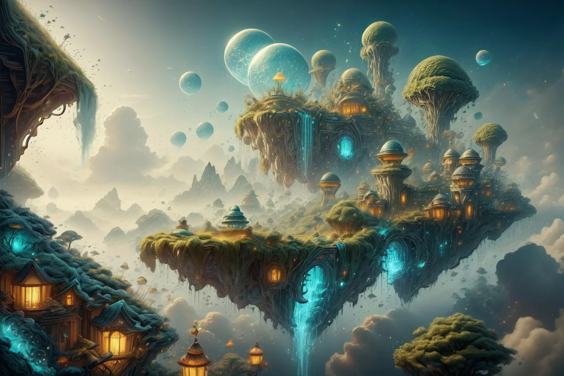 ethereal fantasy concept art of breathtaking hyperrealistic painting, volumetric lighting, 8k, epic composition, cinematic lighting, masterpiece, hdr, wondrous floating city, <lora:20231226-1703571263470:1> aircity <lora:WC-girl-bubbles-water-style-darquelilly-v1:0.6> gbwstyle <lora:ExoBioTech-20:0.6> exobiotech, bio, scifi <lora:fireflies_v1:0.4> fireflies,, masterpiece, award-winning, professional, highly detailed, magnificent, celestial, ethereal, painterly, epic, majestic, magical, fantasy art, cover art, dreamy