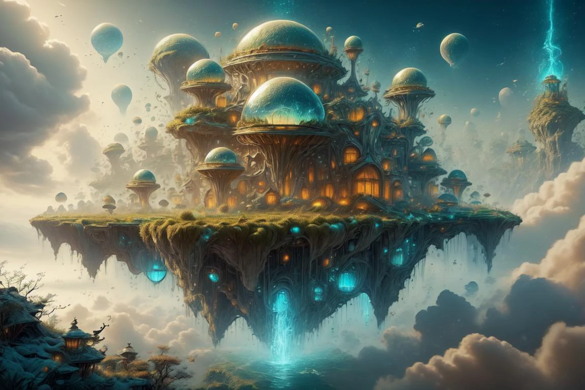 ethereal fantasy concept art of breathtaking hyperrealistic painting, volumetric lighting, 8k, epic composition, cinematic lighting, masterpiece, hdr, wondrous floating city, <lora:20231226-1703571263470:1> aircity <lora:WC-girl-bubbles-water-style-darquelilly-v1:0.6> gbwstyle <lora:ExoBioTech-20:0.6> exobiotech, bio, scifi <lora:fireflies_v1:0.25> fireflies,, masterpiece, award-winning, professional, highly detailed, magnificent, celestial, ethereal, painterly, epic, majestic, magical, fantasy art, cover art, dreamy