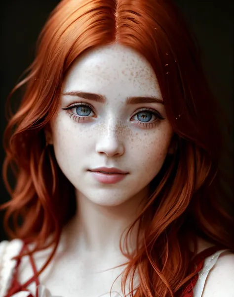 Masterpiece, absurdres,award winning photo, extremely detailed, amazing, fine detail, extremely detailed eyes and face, by lee jeffries nikon d850 film stock photograph 4 kodak portra 400 camera f1.6 lens rich colors hyper realistic lifelike texture dramatic lighting unrealengine trending on artstation cinestill 800 tungsten, <lora:hld:0.75>,beautiful hld_woman with red hair, a woman in a dress posing for a picture , perfect hld_face, perfect hld_body, freckles