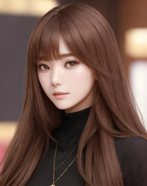 Masterpiece, absurdres, fine detail, HDR, highly detailed face and eyes, photorealistic,  <lora:ctd:0.7>,beautiful ctd_woman, a woman with long brown hair and a black turtle neck , perfect ctd_body, perfect ctd_face