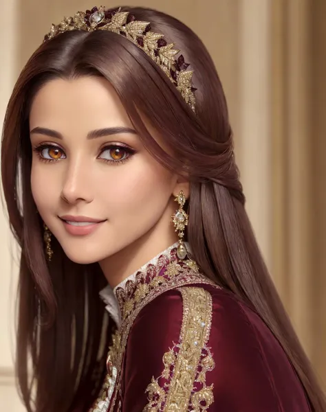 Masterpiece, absurdres, fine detail, HDR, highly detailed face and eyes, photorealistic,excited, <lora:m3d:0.85>, beautiful m3d_woman, a woman in a maroon dress smiling for a picture , perfect m3d_body, perfact m3d_face