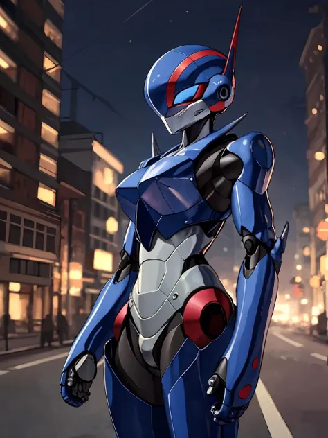 (best quality, masterpiece:1.2),ultra detailed,(photo realistic:1.4),solo,cute girl,hard_suit,<lora:BubblegumHardSuit_v1:0.6>,night city,