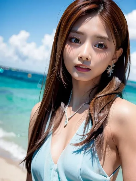 (Masterpiece, BestQuality:1.3), (ultra detailed:1.2), (hyperrealistic:1.3), (RAW photo:1.2),High detail RAW color photo, professional photograph, (Photorealistic:1.4), (realistic:1.4), ,professional lighting, (japanese), beautiful face, (realistic face), cute woman, (Brown Hair, Big Tits:1.2), (cheerful Smile:1.5), Trending Hair&Trending Hairカラーをランダムに, earrings, necklace, bracelet, sexly, erotic sexly, Random sexy gravure poses, (A beautiful woman in a yellow bikini、Smiling charmingly on the beach。There&#39;s a heart tattoo on his back。:1.3)