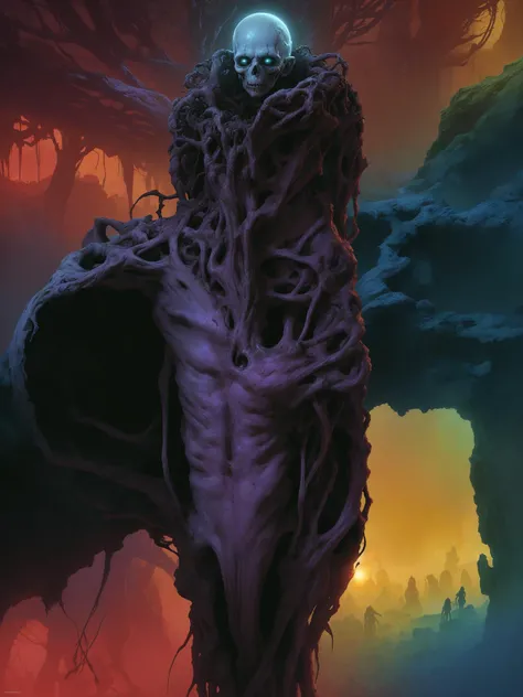 <lora:Zdzislaw_Beksinski_ArtStyle_selected:1>, horror sci fi poster, bones, roots and wires coming out of the body in the middle of the ground by zdzislaw beksinski, wayne barlowe, gothic, cosmic horror, lovecraftian, cold hue's, warm tone gradient background, concept art, beautiful composition, digital painting, trending on artstation, award - winning photograph, masterpiece, 8 k, uhd, art by artgerm