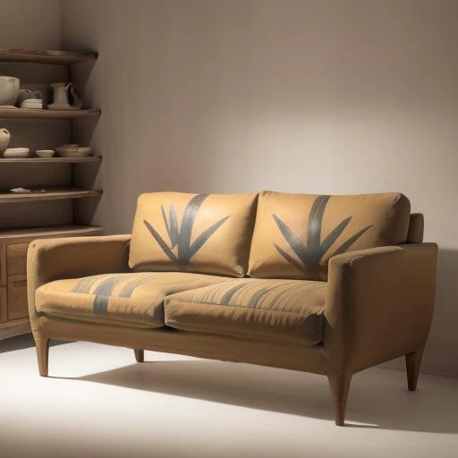 a couch, <lora:paintedpotterycd-000008:0.9>, paintedpotterycd, no humans, high quality, masterpiece, realistic, photorealistic, long-focus, indoors