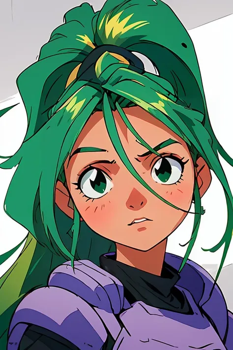 (masterpiece, best quality), 1girl, beautiful face,  <lora:aoi nazuki_20230911022107:1> 1girl,green hair,long hair,black eyes,ponytail,
