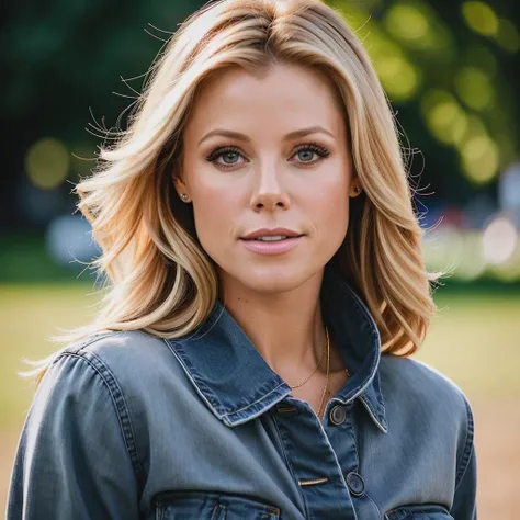 juliebowen a woman wearing a sweater, hair blowing in the wind, jeans, outside, park , portrait, (realistic, photo-realistic:1.37), ultra high res, ultra-detailed, incredibly beautiful girl, 8k uhd, dslr, soft lighting, high quality, film grain, Fujifilm XT3