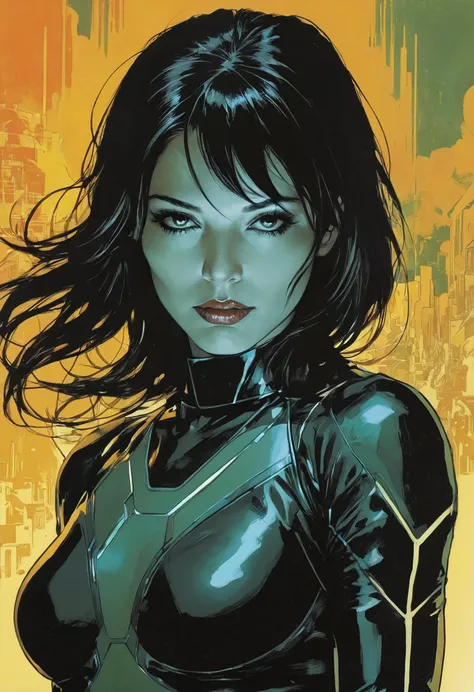 Realistic comic art, a psychic mutant, sharp detailing, masterpiece, high contrast, vibrant colors, by Phil Noto AND Yoji Shinkawa