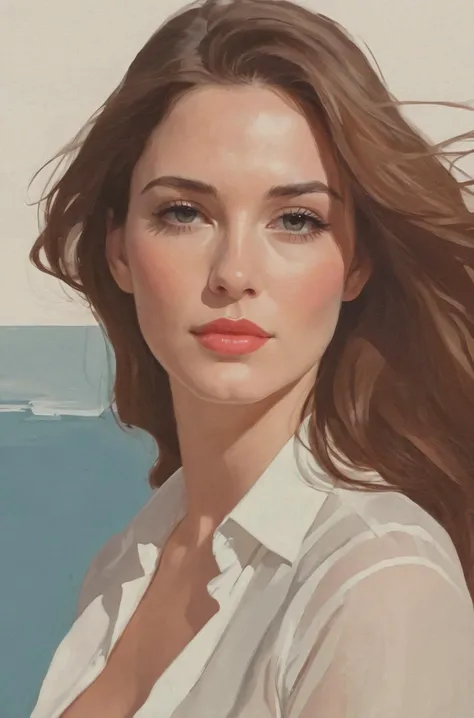 Minimalist illustration, a beautiful woman, hyperdetailed, (style of Phil Noto)