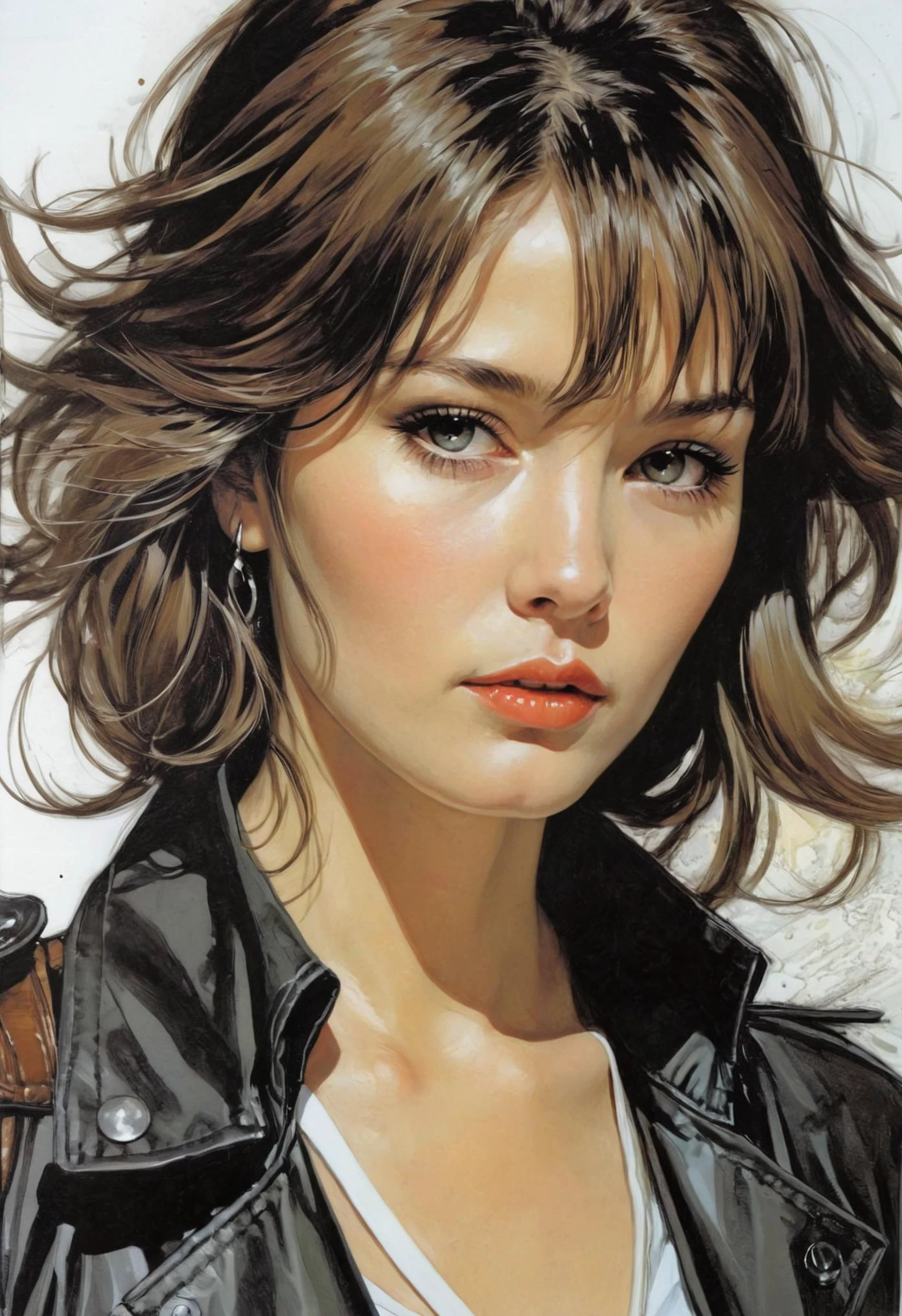 Realistic comic art, a psychic ager, sharp detailing, masterpiece, high contrast, vibrant colors, by Phil Noto AND Yoji Shinkawa