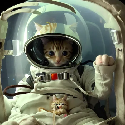 A baby cat in his space suit is crash landing in Taipei from spaces in the night