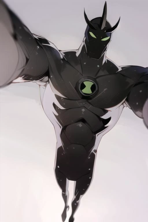 <lora:alienx-10 ben10:1> , alien x, floating, bottom view, detailed background, solo, masterpiece, best quality