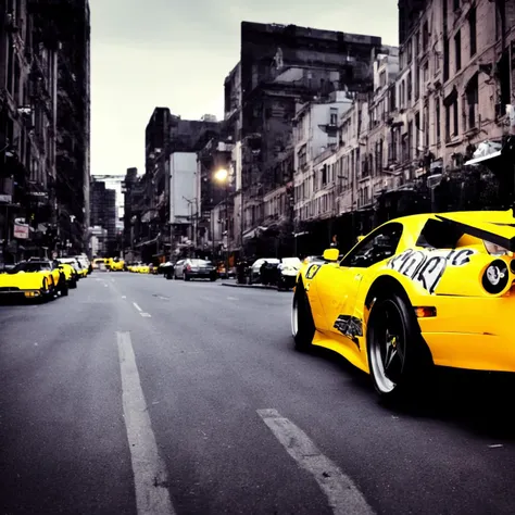 textless, ChristianBale highly detailed street architecture, road signs, expensive parked cars, ferrari