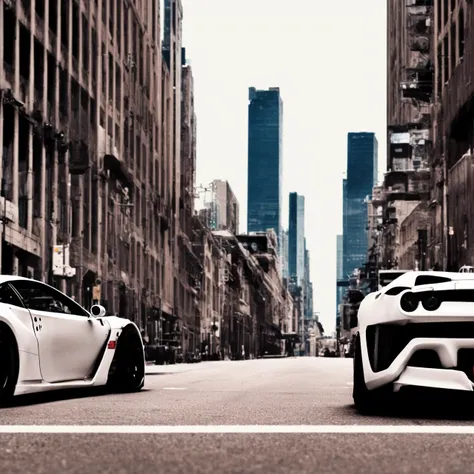 textless, ChristianBale highly detailed street architecture, road signs, expensive parked cars, ferrari