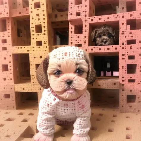 <lora:MENGERSPONGE:0.65> Menger Sponge , (a cute puppy:1.5)