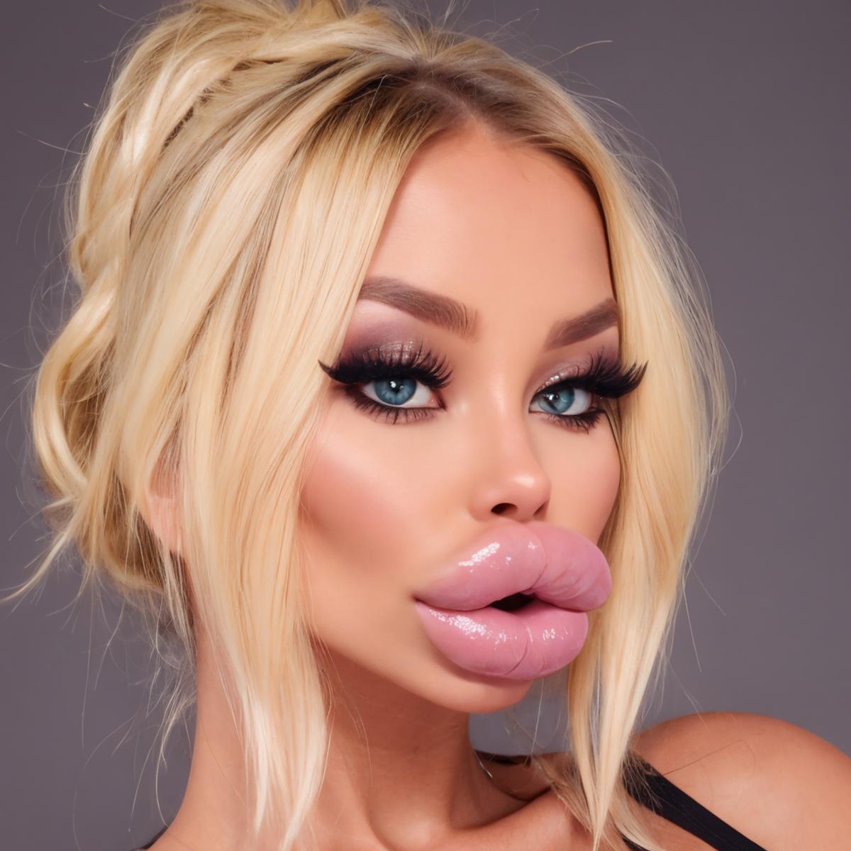 A woman with a pink tongue sticking out of her mouth SeaArt AI