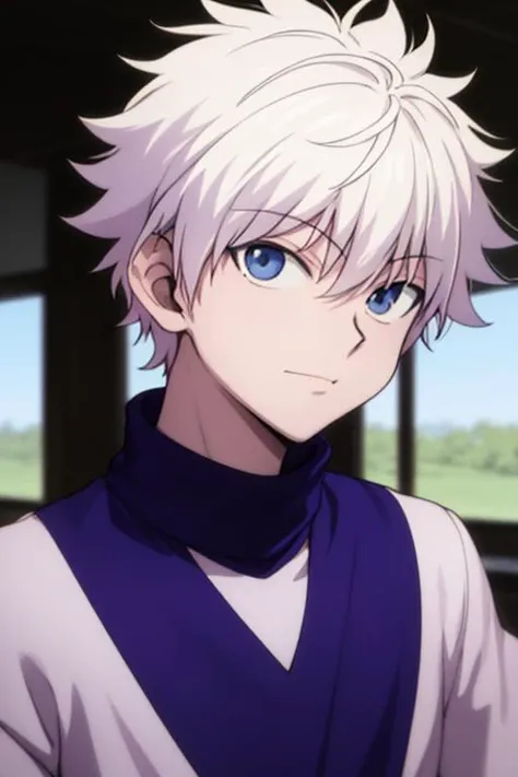 masterpiece, best quality, high quality, 1boy, solo, male focus, looking at viewer, upper body, <lora:killua_zoldyck:0.70>, killua_zoldyck
