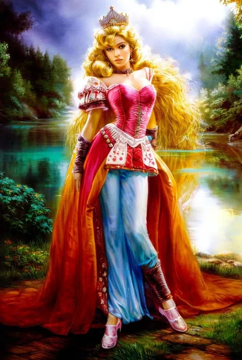 Masterwork Painting, Magnum Opus, 
 <lora:ospb:0.8>1girl,  ospb, posing, 
BREAK
 <lora:princesspeach-lora-nochekaiser:0.75> princess peach, blonde hair, blue eyes, long hair, crown, dress, gem, gloves, pink dress, puffy short sleeves, puffy sleeves, short sleeves, white gloves, 
BREAK
 <lora:Luis_Royo_ArtStyle_v2_640x960:0.74> royo, dark fantasy art,
  highres, 8k, uhd, High Dynamic Range, tonemapping, crisp details,  intricate details, fine details