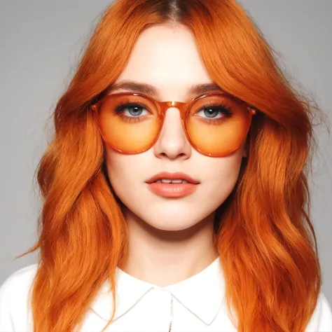 Terry Richardson style, emotional, orange eyes makeup