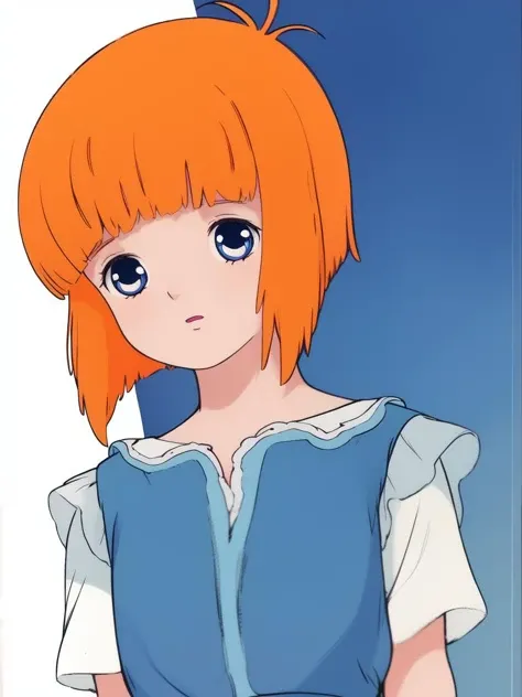 <lora:Mariel_Legrand:0.8>, Mariel, 1girl, solo, blue eyes, short hair, orange hair, bangs, blunt bangs,
blue_dress,
masterpiece, high quality, very_high_resolution, large_filesize, full color,