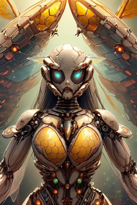 1girl, armored leotard, long hair, beautiful face, symmetrical face, <lora:HoneyTech:1> honeytech, honey, scifi, see-through, <lora:BiophyllTech:0.5> BiophyllTech, bio, bioluminescent, utopia, <lora:VampiricTech:0.5> vamptech, blood, vampiric,