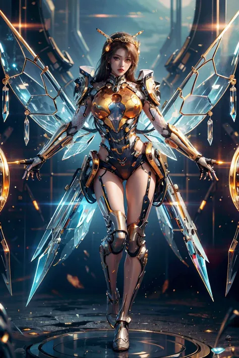 <lora:HoneyTech-20:0.7>,honeytech,honey,scifi,<lora:CrystallineAI-000009:0.7>,crystallineAI queen,full body,bare arms,, (masterpiece, best quality, high quality, highres, ultra-detailed),