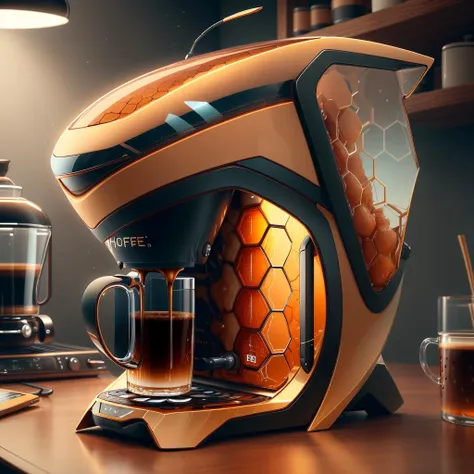 <lora:HoneyTech-20:0.8>,honeytech, honey,scifi,
coffee machine , coffee mug,