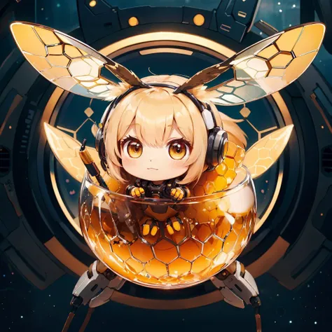 owl, chibi, <lora:HoneyTech:0.7> honeytech, honey, scifi,