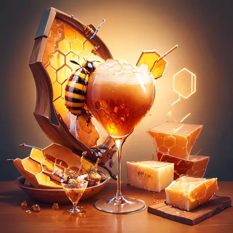 best quality,<lora:add_detail:0.2>, <lora:style_honeyTech_(honeytech--honey--scifi):0.8>,
honeytech, ( honeytech cocktail:1.2), honeycomb wine glass,