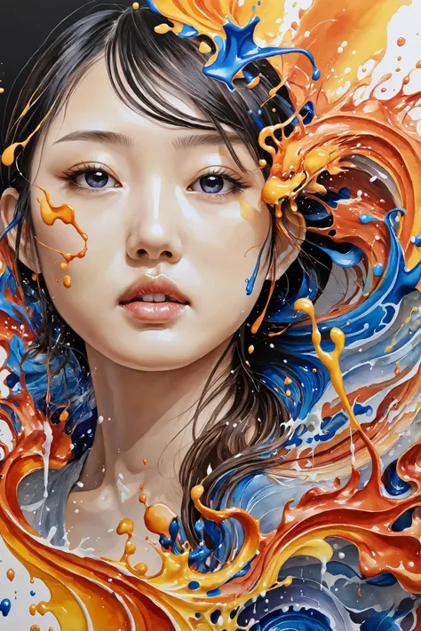 Colorful, multiple colors, intricate detail, splash screen, photorealistic, intricately detailed fluid gouache painting, calligraphy, acrylic, watercolor art,
masterpiece, best quality, 1girl,  <lora:kwFemale_Beta40-SDXL_v1:1>, asian