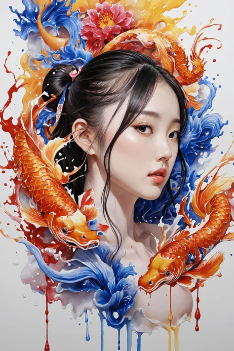 Colorful, multiple colors, intricate detail, splash screen, photorealistic, intricately detailed fluid gouache painting, calligraphy, acrylic, watercolor art,
masterpiece, best quality, 1girl, <lora:kwFemale_Beta40-SDXL_v1:1>, chinese,waifu