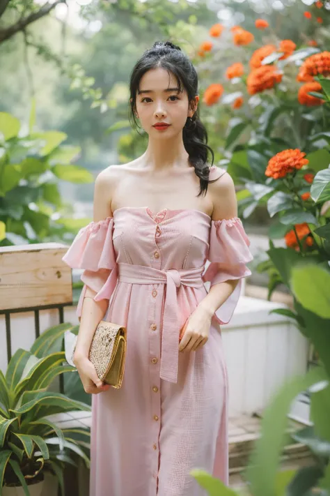 1girl,shunv,<lora:girl:0.7>,perfect waist to hip ratio,(flower blosson:1.1),upper body,(naked:1.3),