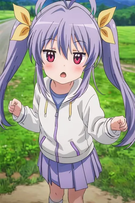 masterpiece, best quality,ultra detail,<lora:GoodHands-vanilla:0.8> <lora:anmnr01:0.3> <lora:add_detail:0.5>,1girl,from above, miyauchi_renge_nonnonbiyori <lora:miyauchi_renge_nonnonbiyori:0.7>,outdoor,country road,dynamic pose