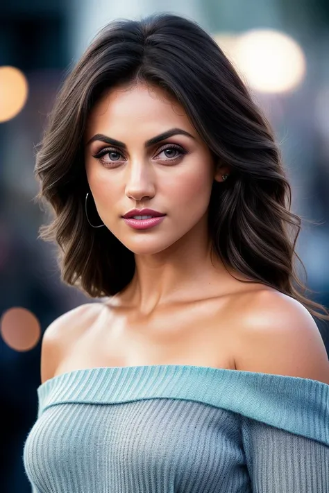 photo of beautiful (stphr4yner-130:0.99), a woman with beautiful hair, as a movie star in a (movie premiere), premiere gala, (near a movie theatre), natural skin texture, (elegant blue sweater off-shoulder with a strap), 24mm, 4k textures, soft cinematic light, adobe lightroom, photolab, hdr, intricate, elegant, highly detailed, sharp focus, ((((cinematic look)))), soothing tones, insane details, intricate details, hyperdetailed, low contrast, soft cinematic light, exposure blend, hdr, faded, (paparazzi in background), (painted lips:1.1)