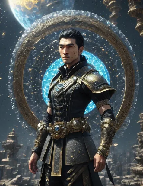 ((best quality)), ((masterpiece)), ((realistic,digital art)), (hyper detailed),DonMPl4sm4T3chXL male female Amazon, Fearless warrior, Skilled archer, Formidable strength, Independent and self-reliant, Tall and muscular stature, Battle-hardened, Warriors of ancient myths, Honor and bravery, fantasy, Golden age, Full-figured, Pacific Islander, Gray eyes, Hawk-like Nose, Pointed Chin, High Forehead, Rectangular face shape, Well-defined Collar Bone, , Light Black (Soft Black) Textured haircut hair, Frown, Holding a sacred relic aloft, channeling its sacred energies, wearing Sorcerer's Breeches, Celestial Boleros , Boat shoes, , and and and Evolve (Supersolid,Transfiguring,Immortality,Circulation,Ferrofluid-based Building Foundation,Electrochromic Smart Glass Windows Wave propagation,Sphere,Circle ,Solar Eclipse magic:1.0), Collecting dewdrops from enchanted flowers, harnessing nature's essence, Enchanted Luminosity, 8K, HDR <lora:Pl4sm4t3ch-000006:0.85>