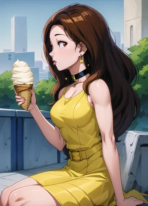 masterpiece, best quality, highest quality, photorealistic, perfect anatomy, perfect face, perfect eyes, earrings, long hair
<lora:paresdbgt_ex_04:0.9>, paresdbgt,yellow dress, brown eyes, choker, belt, innocent, young girl, in park, brown hair, ice cream, profile, licking ice cream